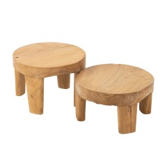 SIDETABLE SOLID TEAKWOOD NATURAL SET OF 2 